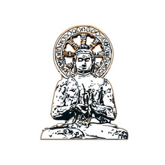 sketch of a buddha statue with a transparent background