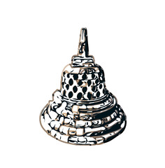 sketch of a temple stupa with a transparent background