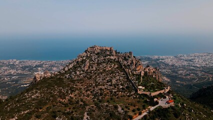 Fototapeta na wymiar Saint Hilarion Castle in Kyrenia, North Cyprus on sunny day with clear sky