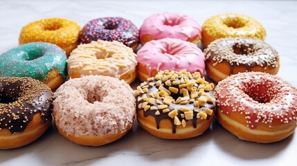 Fototapeta na wymiar Sweet assorted donuts for National Donuts Day