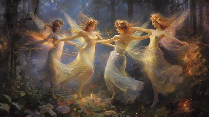 A group of fairies dancing in a moonlit meadow, their wings shimmering Generative AI
