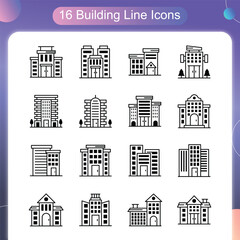 Building Vector Outline icon Set 03
