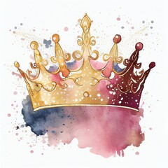 crown, watercolor style Generative AI
