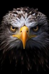 Obraz premium Portrait of a Bald Eagle on black background (Haliaeetus leucocephalus), american symbol. generative AI