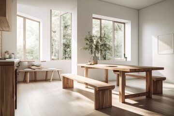 a minimalist kitchen with sleek and modern appliances, a mix of natural light and artificial lighting, and an open floor plan, created with generative ai