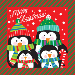 Obraz na płótnie Canvas christmas card with cute penguins