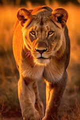 Fototapeta na wymiar Lioness in savannah