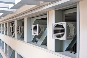 ventilation system, with fans and vents, in modern office building, created with generative ai