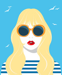 1387_Beautiful blonde woman wearing fashionable sunglasses