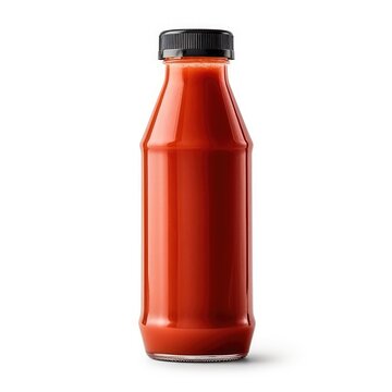 Tomato ketchup in a bottle isolated on a white background Food concept. Generative AI
