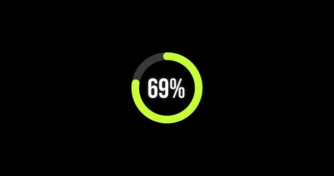 Loading animation - 0-100%, loading bar. Loading neon circles icon. Circular progress bar. 4K clip with alpha channel. isolated from the background