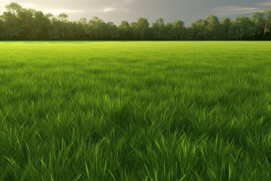 Field of Green Grass Rendering Generative Ai Illustration