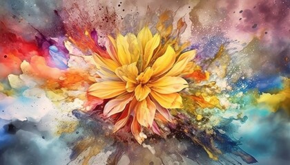 Obraz na płótnie Canvas The artist's creativity and blending technique produce a colorful explosion. (Generative AI)