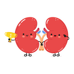 Kidneys organ hold gold trophy cup