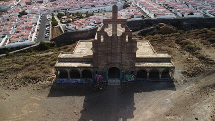 Aerial shot of abandoned leper sanitorium and army base in Abades, Tenerife, Canary Islands - obrazy, fototapety, plakaty