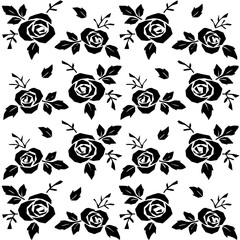 Vintage floral seamless pattern with rose flowers. Element for design. Hand-drawn contour lines and strokes.	