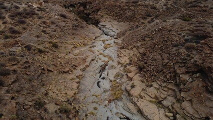 Aerial shot of seasonal watercourse during the dry season, Tenerife, Canary Islands