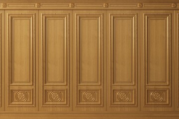 Classic cabinet wall of oak gold wood panels