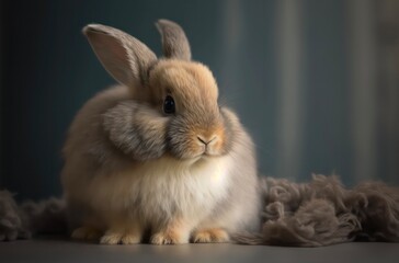 Cute domestic rabbit. Generative AI.