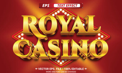 Royal casino red and gold editable 3d vector eps text effect