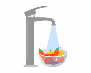 Wash fruits and vegetables before eating concept of hygiene and health care.