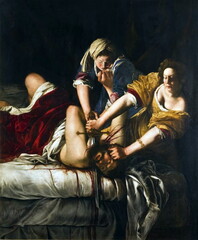 Judith Beheading Holofernes. By Artemisia Gentileschi - obrazy, fototapety, plakaty