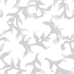 Monochrome Tropical Leaf Seamless Pattern Design