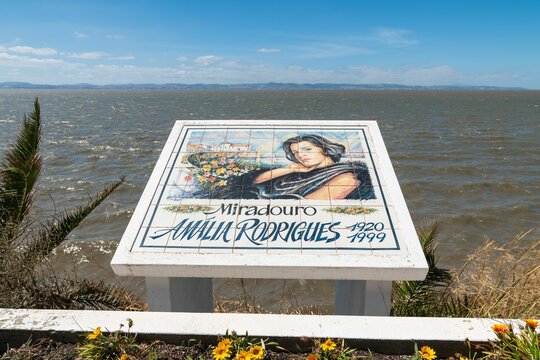 Amalia Rodrigues viewpoint in the riverside area of Alcochete, Portugal