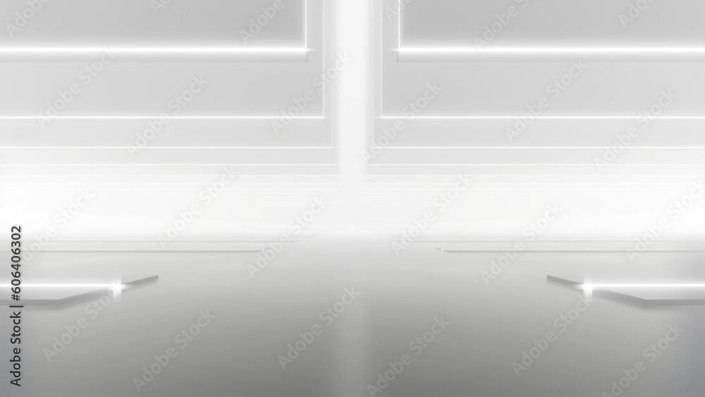 Poster 3d rendering of abstract white futuristic geometry tunnel architecture. Loop animation.
