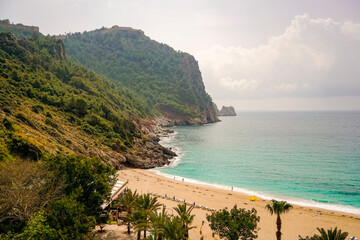 Cleopatra beach in Alanya with blue water, Alanya, Turkey