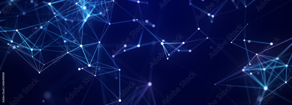 Fototapete Abstract digital background of points and lines. Glowing plexus. Big data. Network or connection. Abstract technology science background. 3d rendering