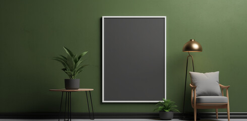 Blank frame in a green room, Generative AI