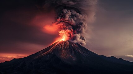 volcano eruption with high contrast - Generative AI
