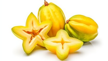 Fototapeta na wymiar Ripe Star fruit with slice isolate on white background
