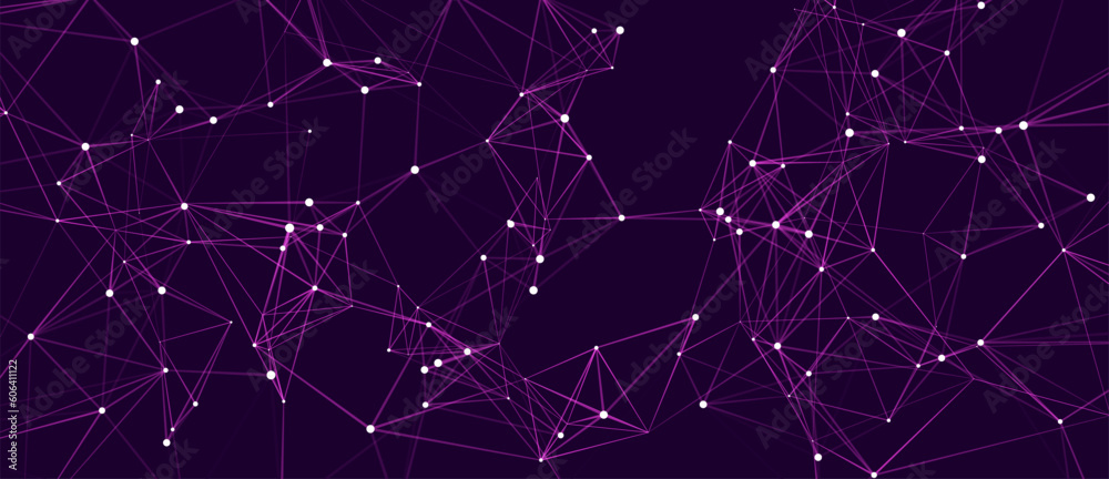 Fototapete Abstract digital background of points and lines. Glowing plexus. Big data. Network or connection. Abstract technology science background. 3d vector illustration