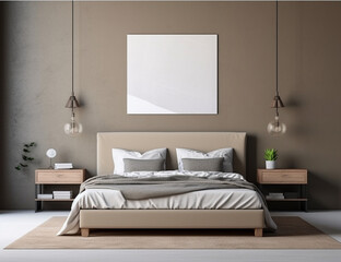 Fototapeta na wymiar Bedroom with Blank frame,Generative AI