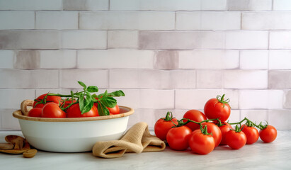 Farm-Fresh Delights: Tomatoes on a Kitchen Counter, Generative AI