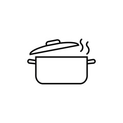 Pan line icon, cooking food logo vector