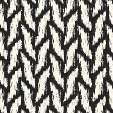 Monochrome Ikat Textured Herringbone Pattern