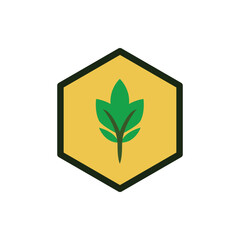 plant organic badge emblem nature symbol logo vector illustration template design 