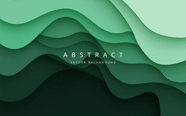 multi colored abstract green papercut overlap layers background. eps10 vector