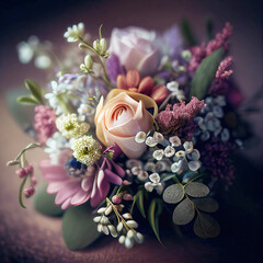Floral wedding flower bouquet arrangement (Generative AI)