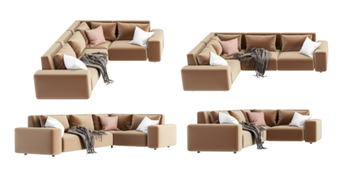 Sofa in 3d rendering on white background