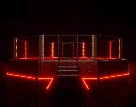 Futuristic Neon MMA Ring