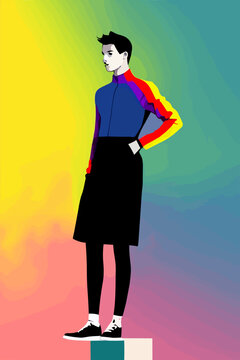 LSBTQ, lesbian, gay, bisexual, transgender and queer person | vector illustration minimal line art drawing 