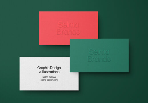 Embossed Business Cards Mockup