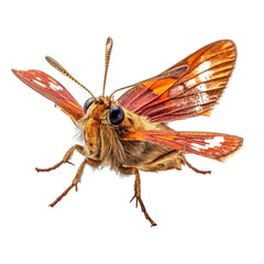 Fototapeta na wymiar Woodland skipper butterfly - Ochlodes sylvanoides. Transparent PNG. Generative AI