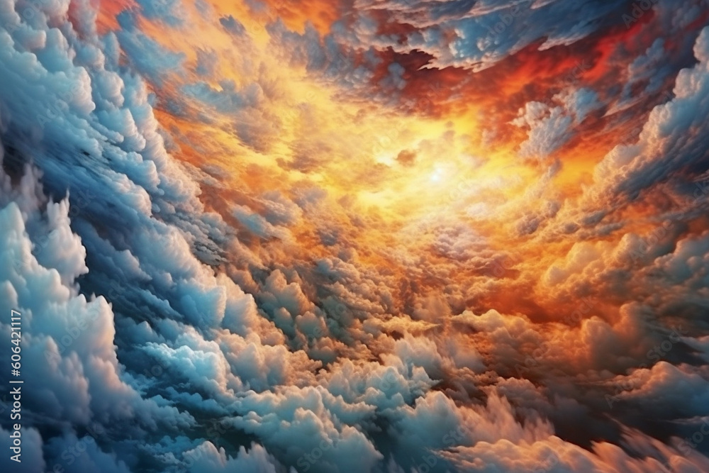 Aufkleber swirling windblown clouds, creating a mesmerizing and dynamic celestial display. Generative AI technology.
