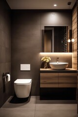 Fototapeta na wymiar modern bathroom in a hotel, ai generative
