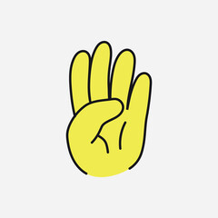Obraz premium Four Finger Hand Sign. Cartoon Style. - vector